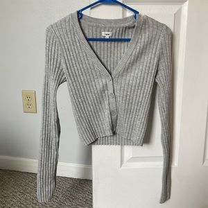 Gray cropped cardigan, petite small
